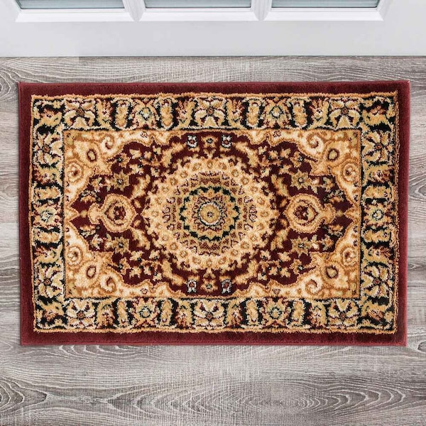 World Rug Gallery Traditional Oriental Medallion Design Area Rug 2' x 3' Burgundy 101BURGUNDY2X3 - main